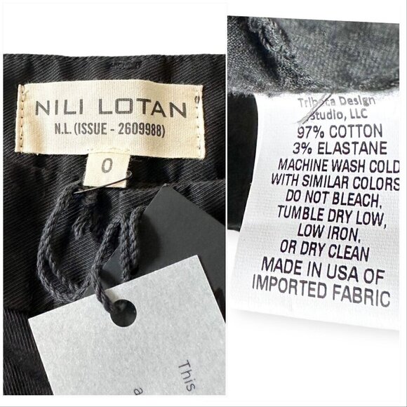NWT Nili Lotan East Hampton Pants - Jet Black With Red Piping, Size 0 - Picture 13 of 16